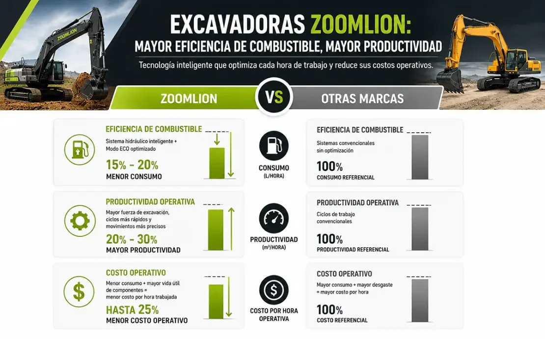 tecnología eficiente en excavadoras Zoomlion